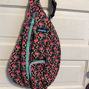 KAVU Pink Flamingo Pattern Sling Bag